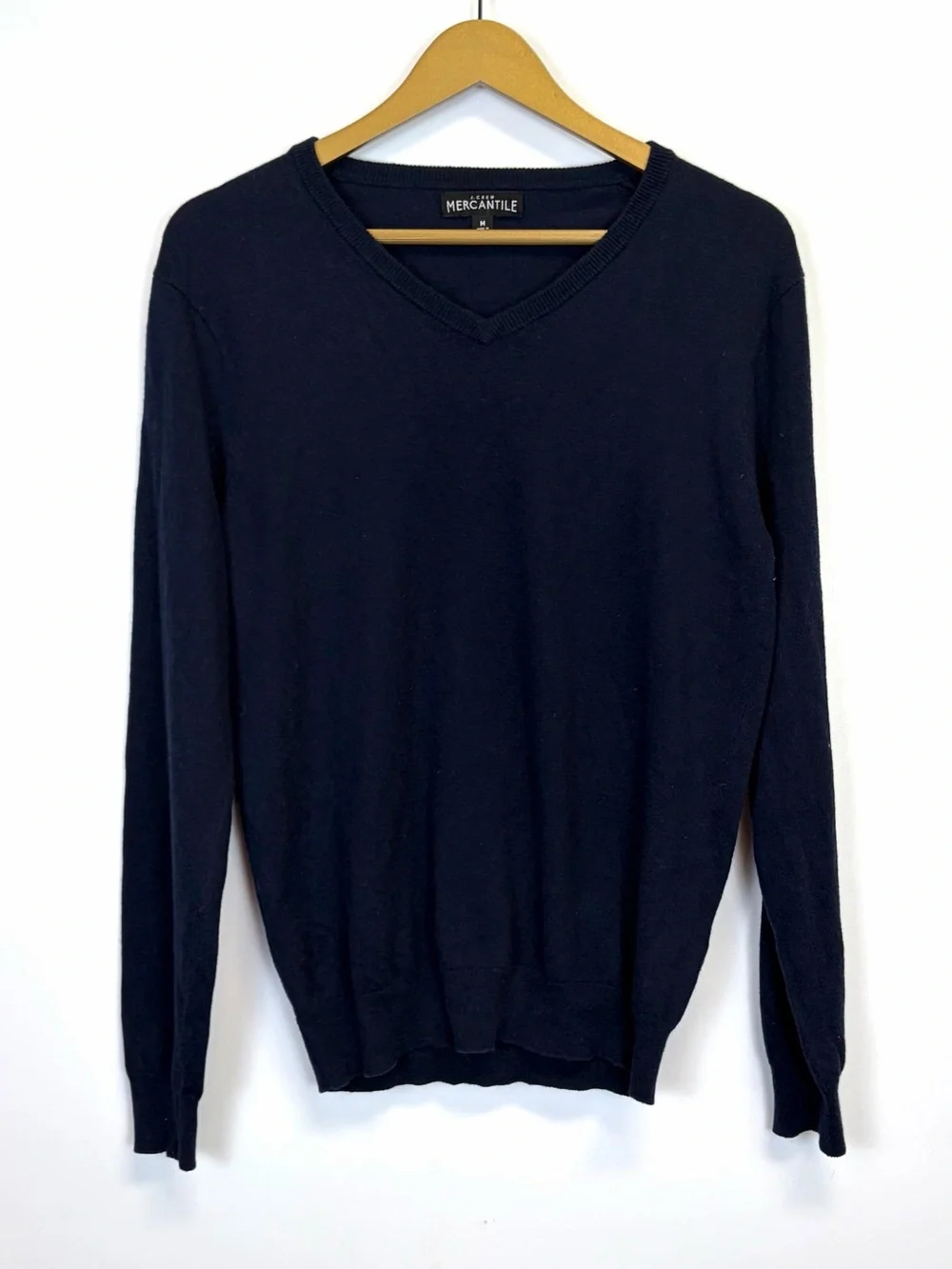 J. Crew Mercantile Navy V Neck Merino Wool Blend Sweater